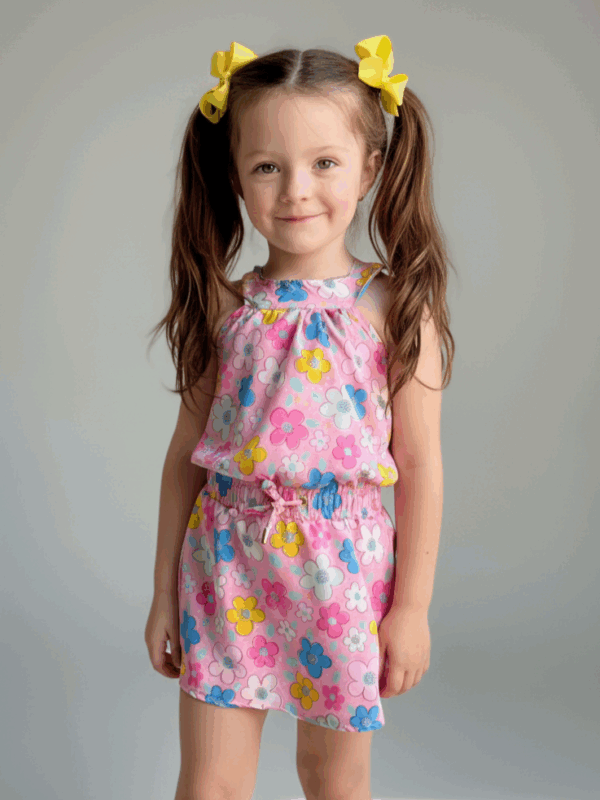 VESTIDO GOLA FLORZINHA ROSA