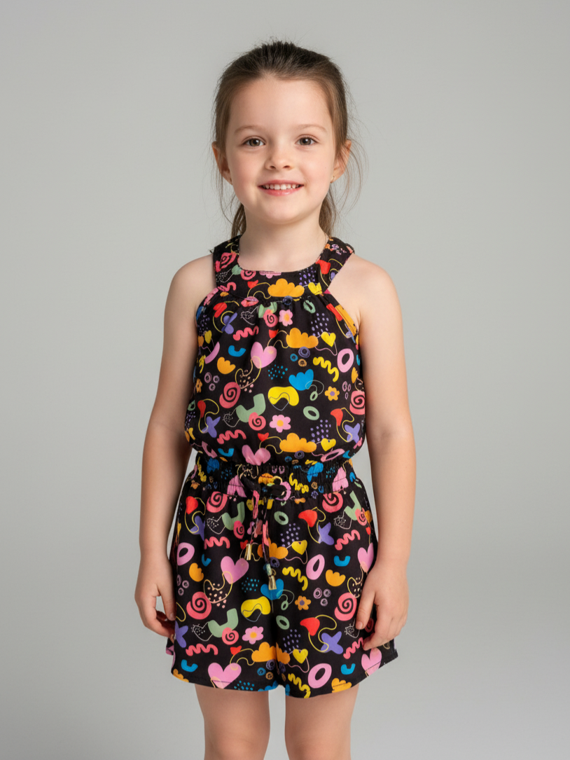 VESTIDO GOLA NUVENS E CORAÇÕES