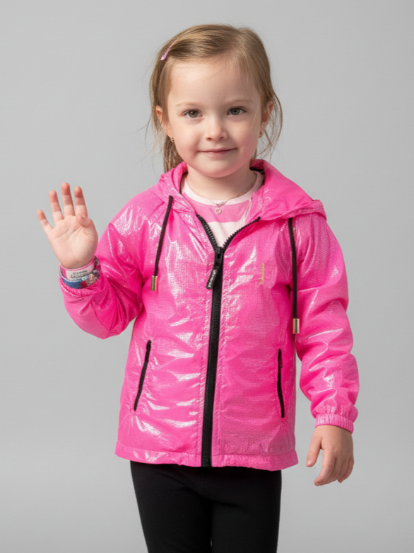 corta vento quadriculado metalizado pink infantil