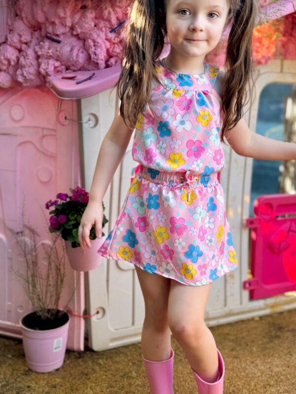 VESTIDO GOLA FLORZINHA ROSA - Imagem 4