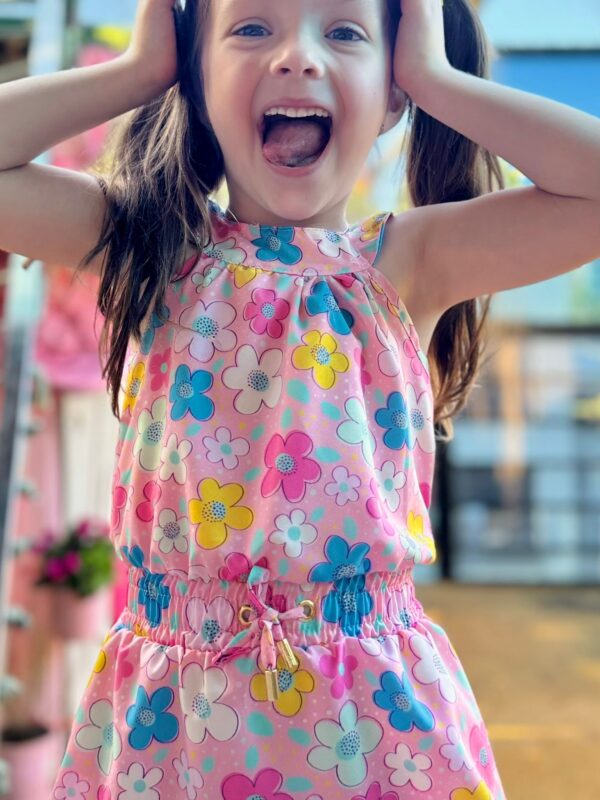 VESTIDO GOLA FLORZINHA ROSA - Imagem 5