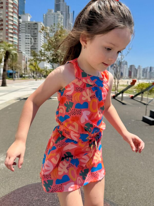 VESTIDO GOLA FOLHAS ABSTRATO - Imagem 5