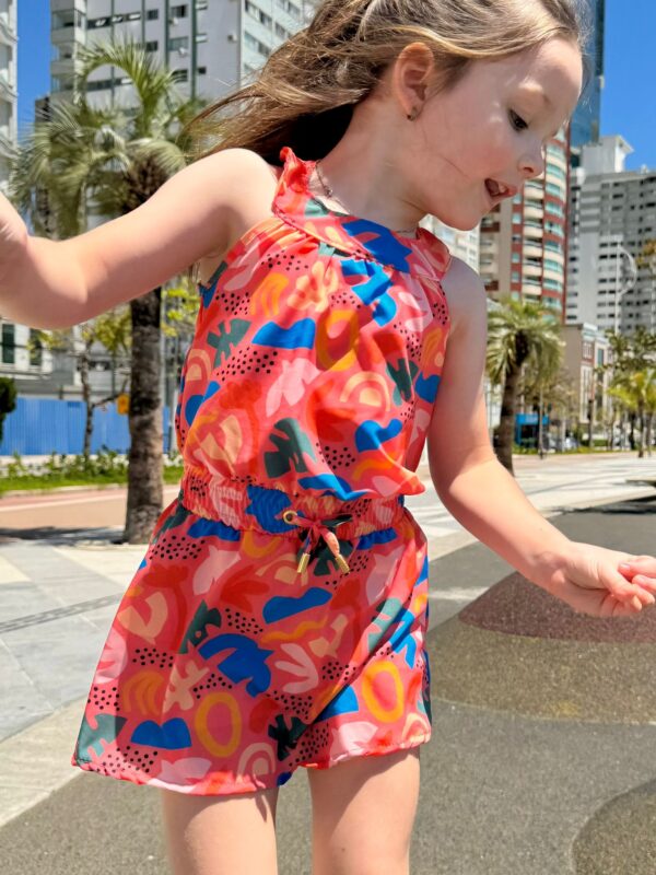 VESTIDO GOLA FOLHAS ABSTRATO - Imagem 3