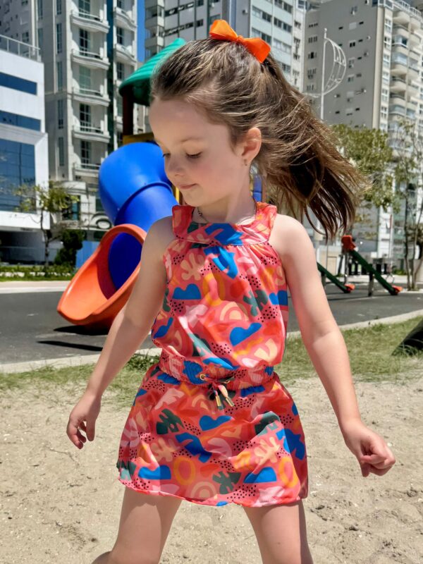VESTIDO GOLA FOLHAS ABSTRATO - Imagem 11