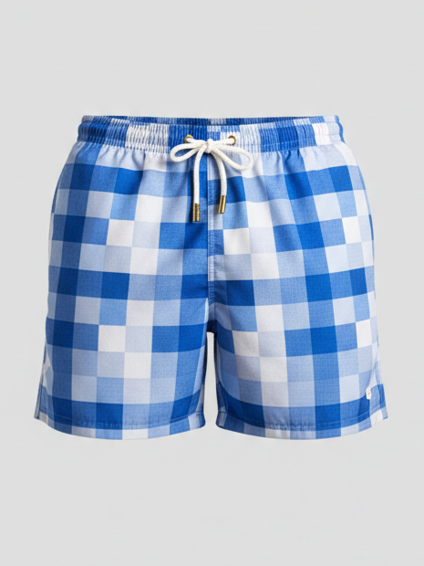 SHORTS XADREZ AZUL
