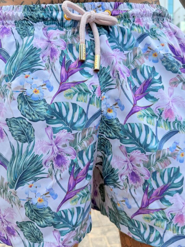 Alternative view of SHORTS ELASTIC FLORAL BRANCO E ROXO