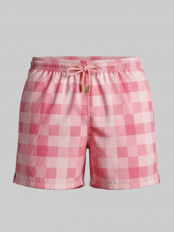 SHORTS XADREZ ROSA